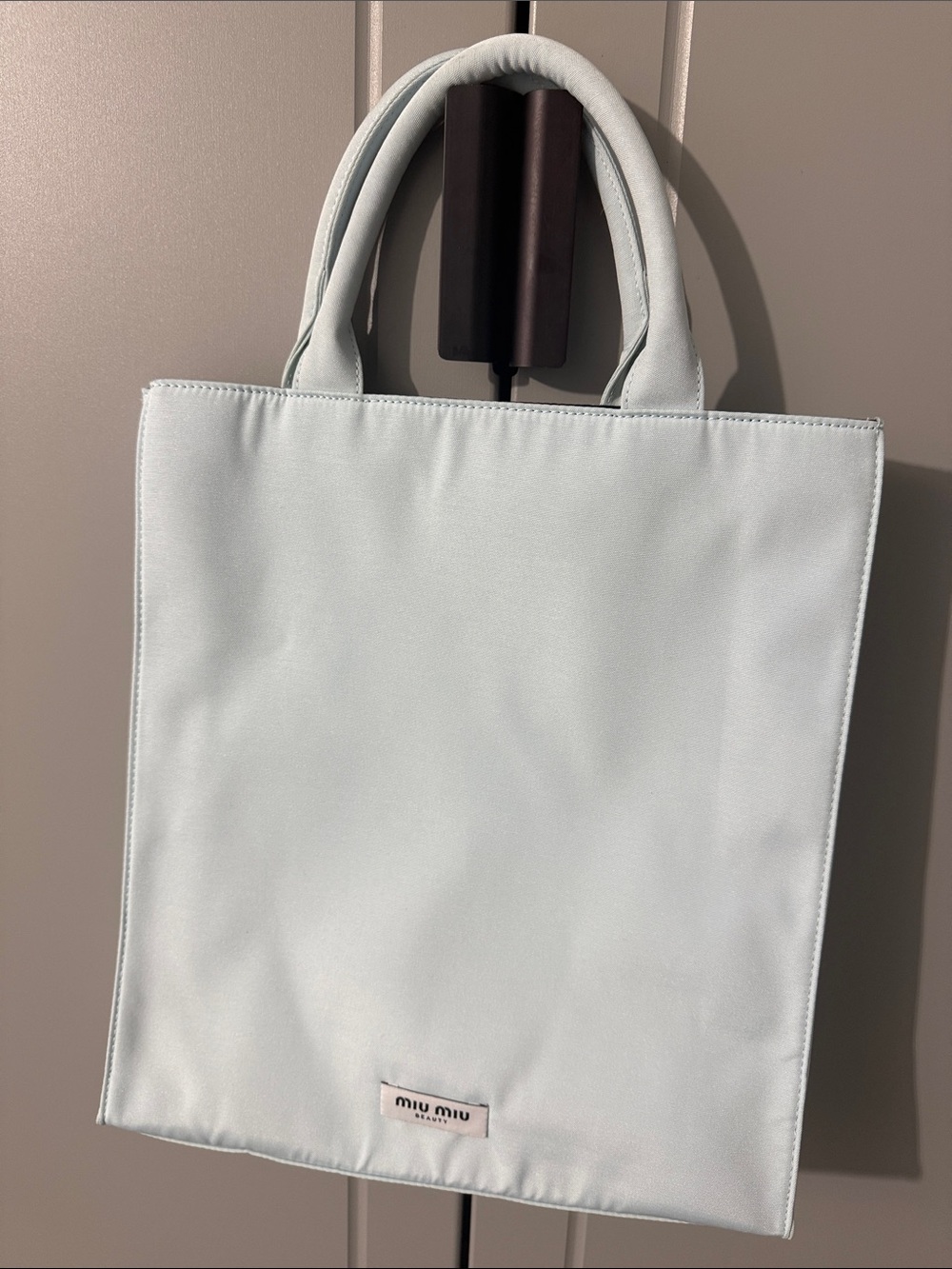 Miu Miu Light Blue Satin Top-Handle Tote